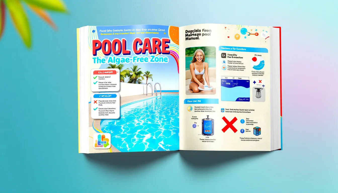 Green algae growth on pool walls requiring chemical treatment