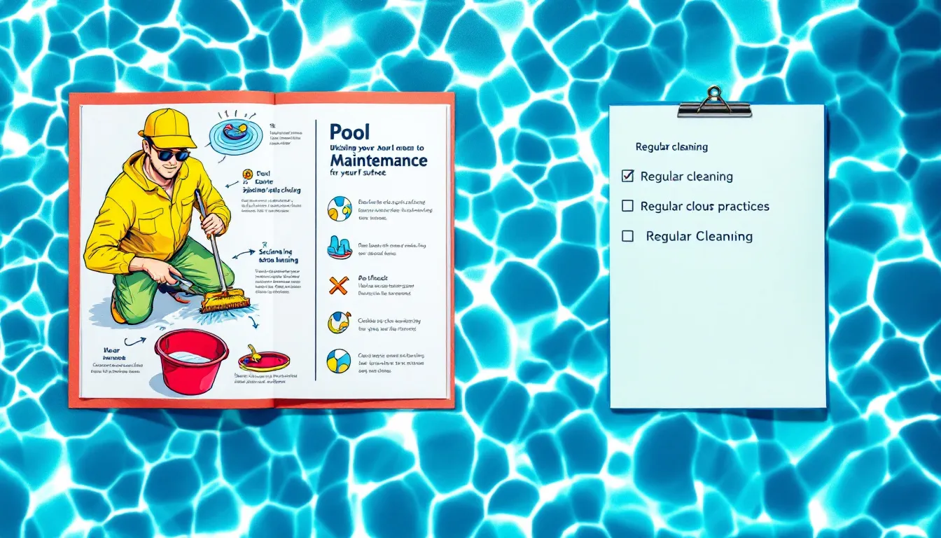 Skimming and vacuuming a pool to maintain clean and healthy water