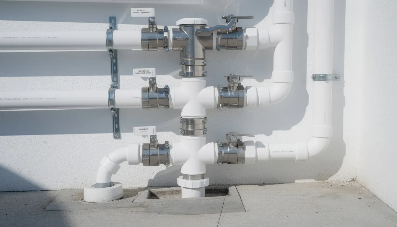 Pool equipment pad showing proper ozone and UV system plumbing layout