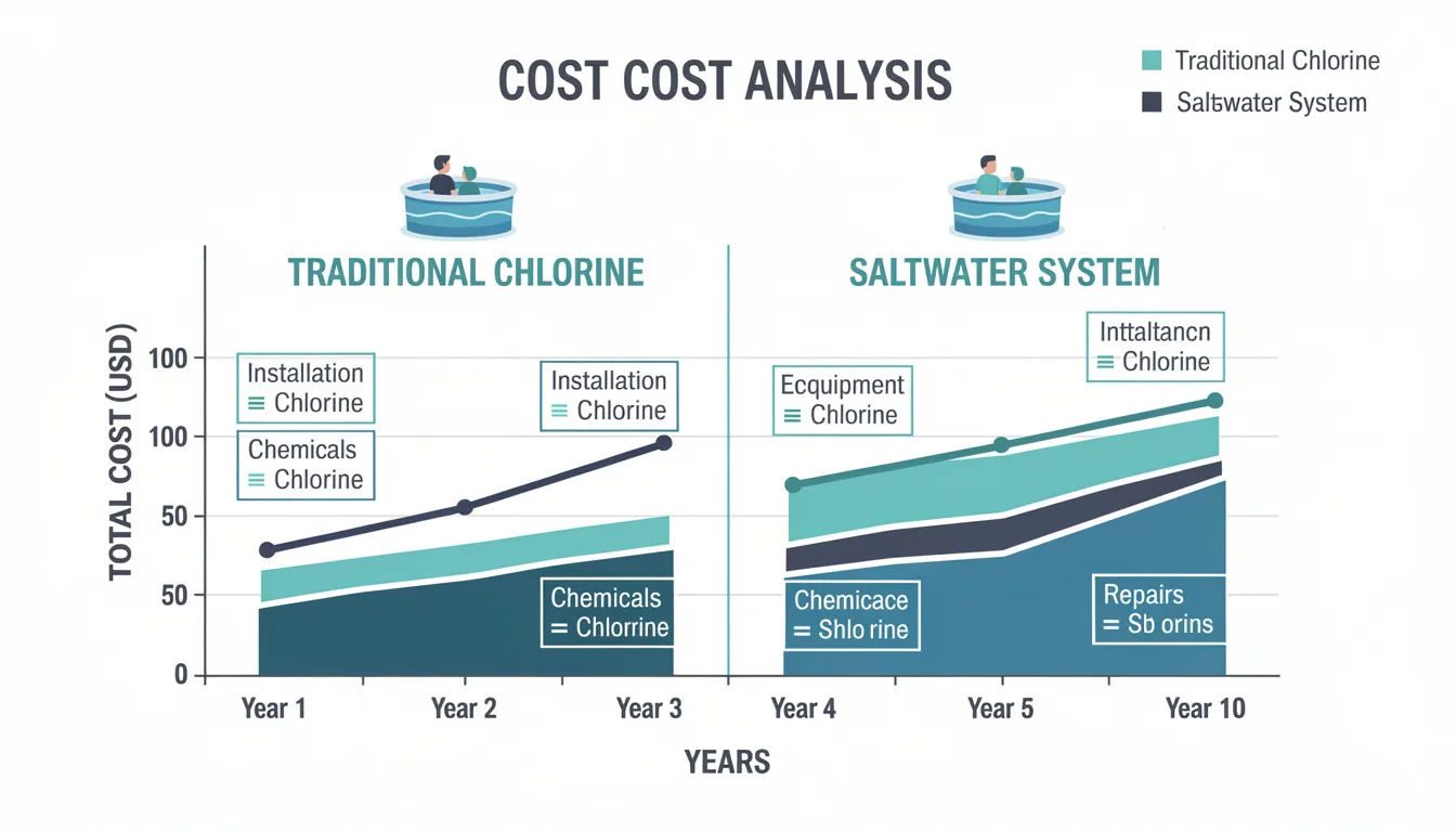Cost comparison chart between saltwater and traditional chlorine pool systems